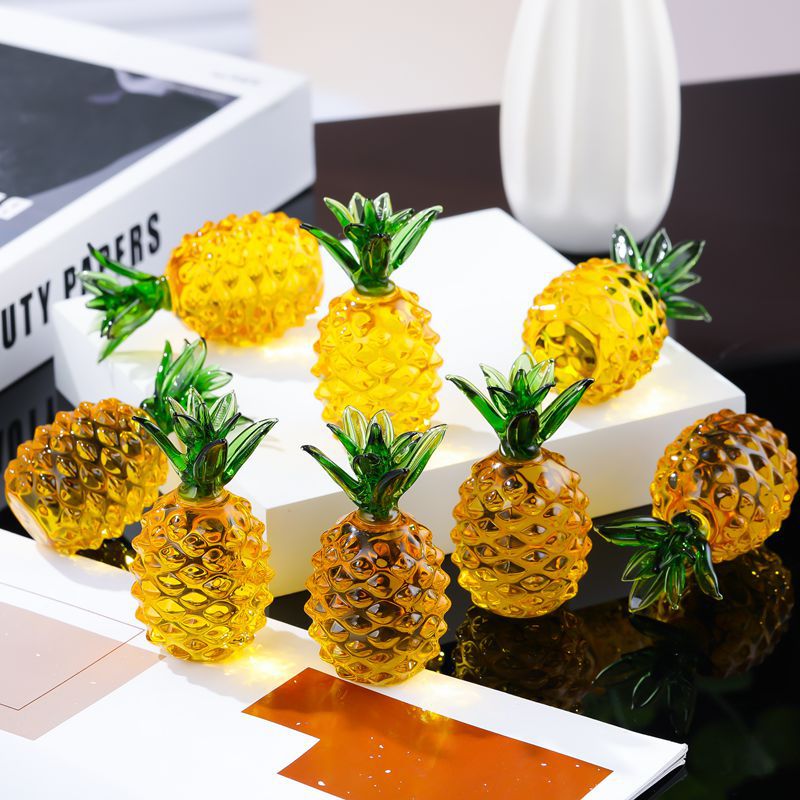 Nuevos adornos de piña de citrino, porche de piña de esmalte de colores, gabinete de vino, adornos de mesa, adornos de cristal creativo