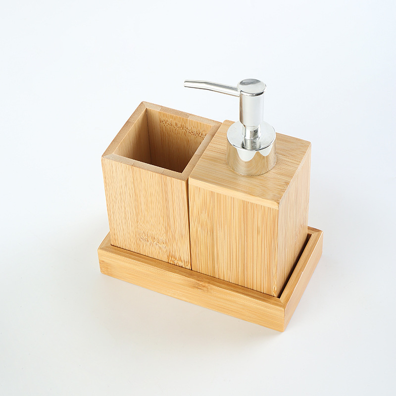 Subbotella de madera, loción, botella de loción, gel de ducha de hotel, botella de desinfectante de manos, botella de prensa de champú creativo