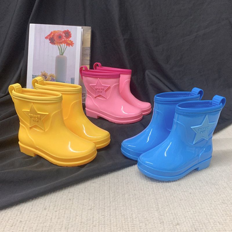 Children's Rain Boots for Small and Medium-Sized Kidsren, Boys and Girls, Cartoon Non-Slip Rain Boots, Primary School Students, Mid-Tube Warm Water Shoes, Kidsren's Rubber Shoes