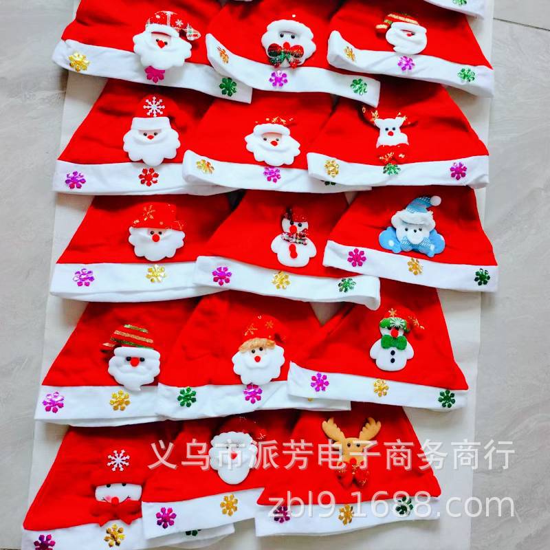 Nueva decoración de Navidad pequeño regalo LED luminoso sombrero de Navidad no tejido de felpa para niños sombrero de Navidad adulto