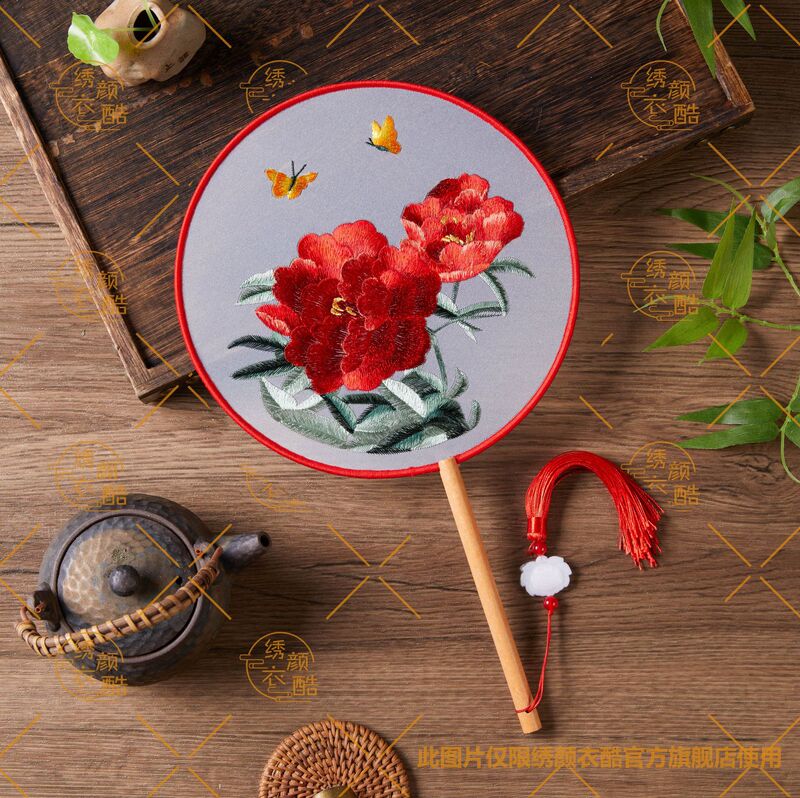 蘇州刺繍古典舞扇 刺繍両面扇子 舞踊漢服 中国風工芸扇 工場直販|undefined