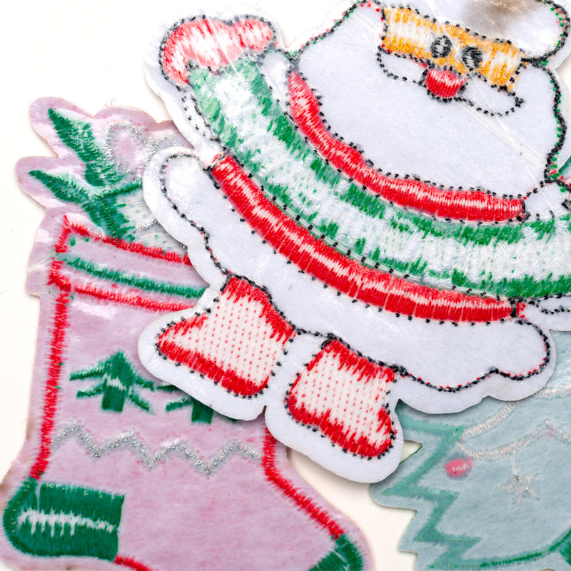 国境を越えた貿易コンピュータ刺繍クリスマスシリーズ雪だるまトナカイソックス刺繍布ステッカー縫い付け不要の粘着衣料品アクセサリー|undefined