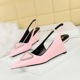 1097-K37 European and American banquet fashion women's shoes with high heels, sloping heels, glossy patent leather, rhinestone buckle, hollowed out back strap, single shoe