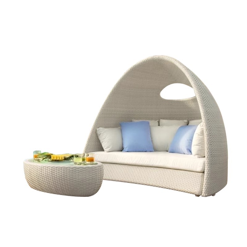 Cama de caña al aire libre doble jaula de pájaros sofá cama de vacaciones villa de ocio terraza tumblr balcón cama redonda tumblr