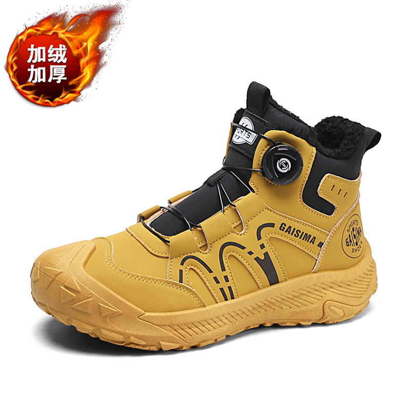 Zapatos deportivos casuales, zapatos de algodón, zapatos de invierno de alta calidad, zapatos de trabajo al aire libre con botón rotativo, zapatos de hombre de moda