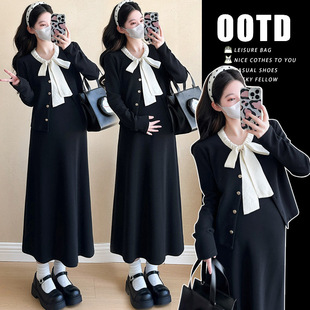 Maternity clothing Internet-famous fashion temperament Korean style mid-length autumn new Korean style daughter style temperament pregnant women suit