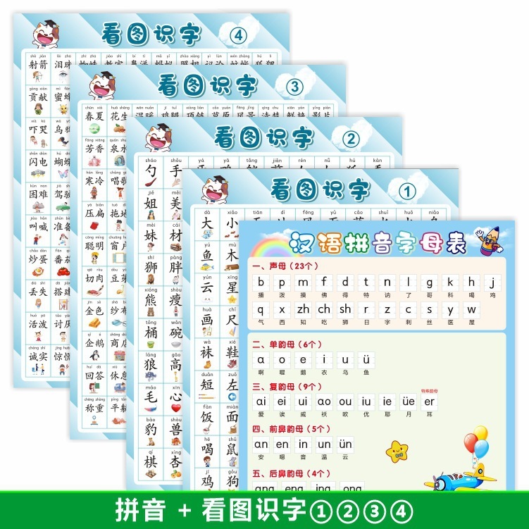 中国語ピンインアルファベットウォールステッカー母音と子音26文字全体認識音節スペル表ウォールチャート卸売|undefined