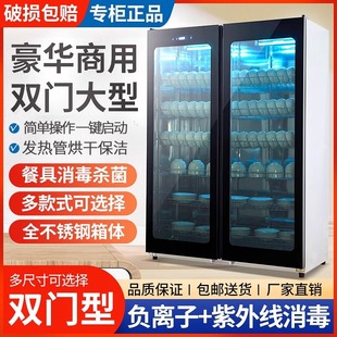 Henglun Commercial Disinfection Cupboard Stainless Steel Large Capacity Hot Air Circulation Vertical Double Door Canteen Restaurant Tableware Cleaning