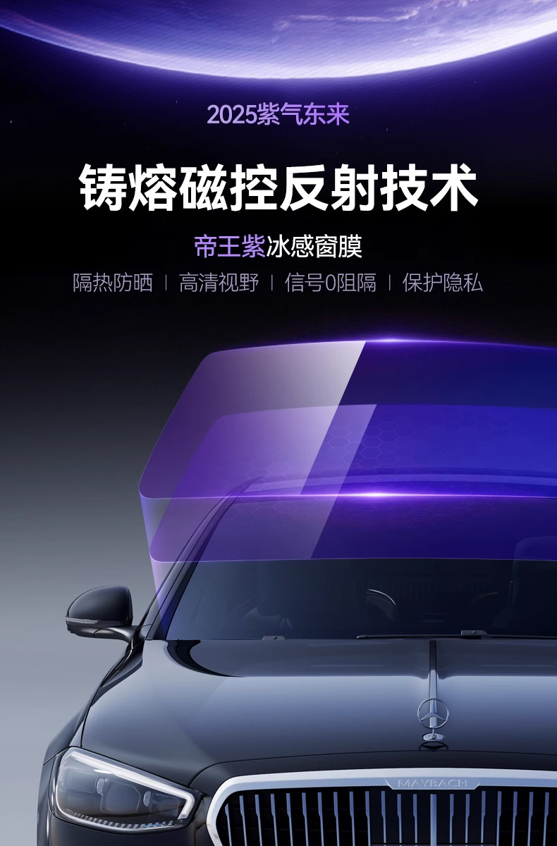 Imperial Purple Heat Insulation Film Car Window Film Sun Protection Colorful Solar Film Front Windshield Explosion-Proof Privacy Full Car Film