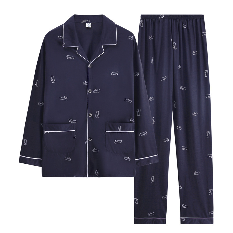100% algodón pijamas de los hombres de manga larga de primavera, Otoño e Invierno DE LA Juventud más tamaño ropa de casa traje casual de otoño e invierno