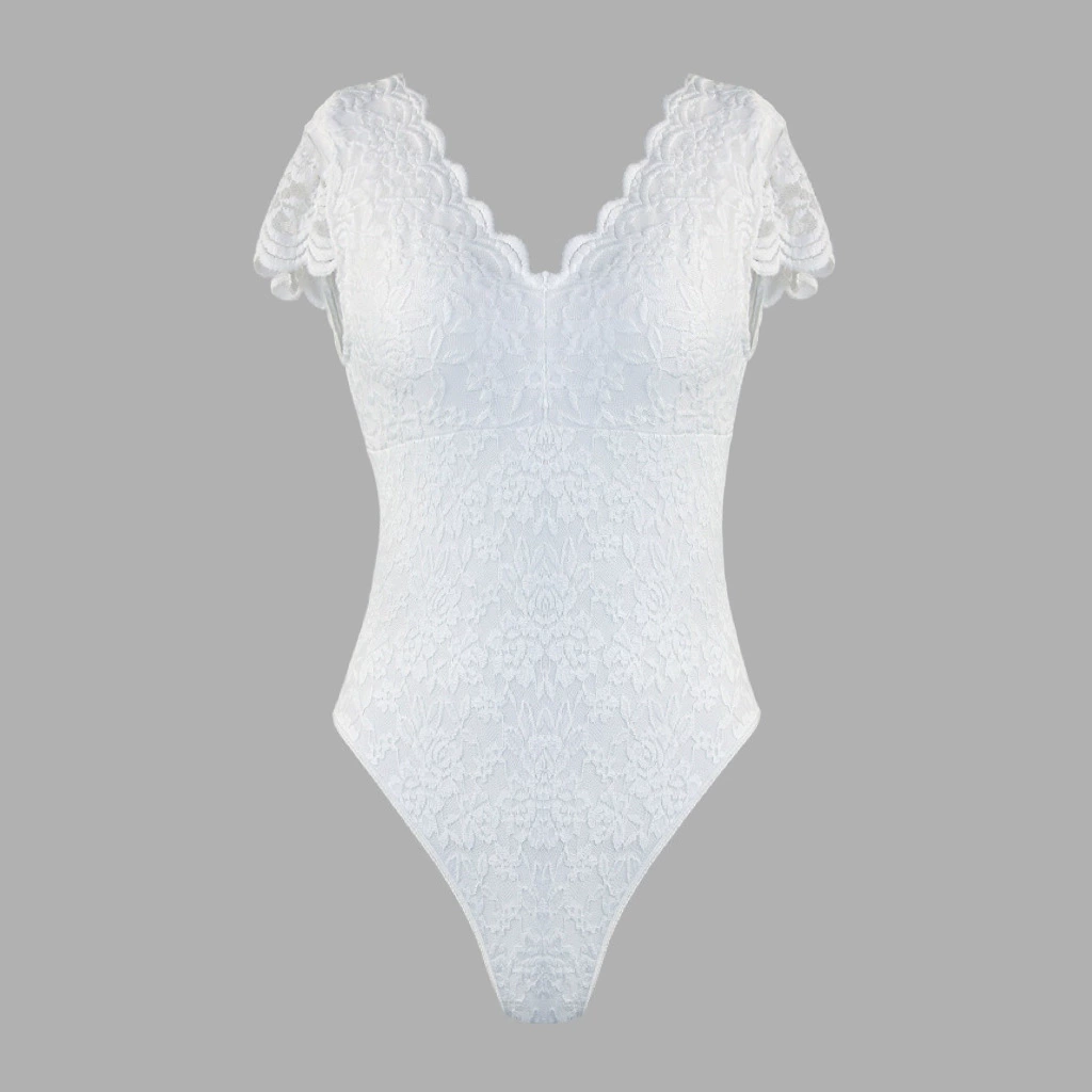 Трансграничный сплошной цвет кружева с V-образным вырезом