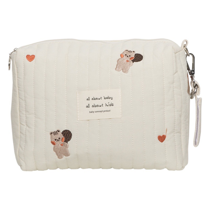 Yeyu/2022 nuevo gran capacidad ins bordado lindo acolchado cochecito colgante bolsa momia bolsa portátil bolsa de pañales