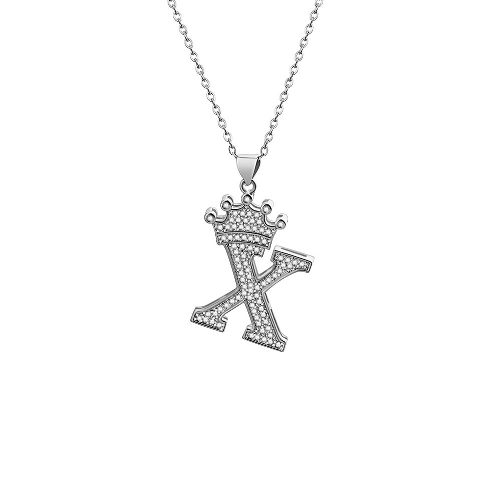 Stainless Steel Copper Simple Style Letter Crown Plating Inlay Zircon Pendant Necklace display picture 32