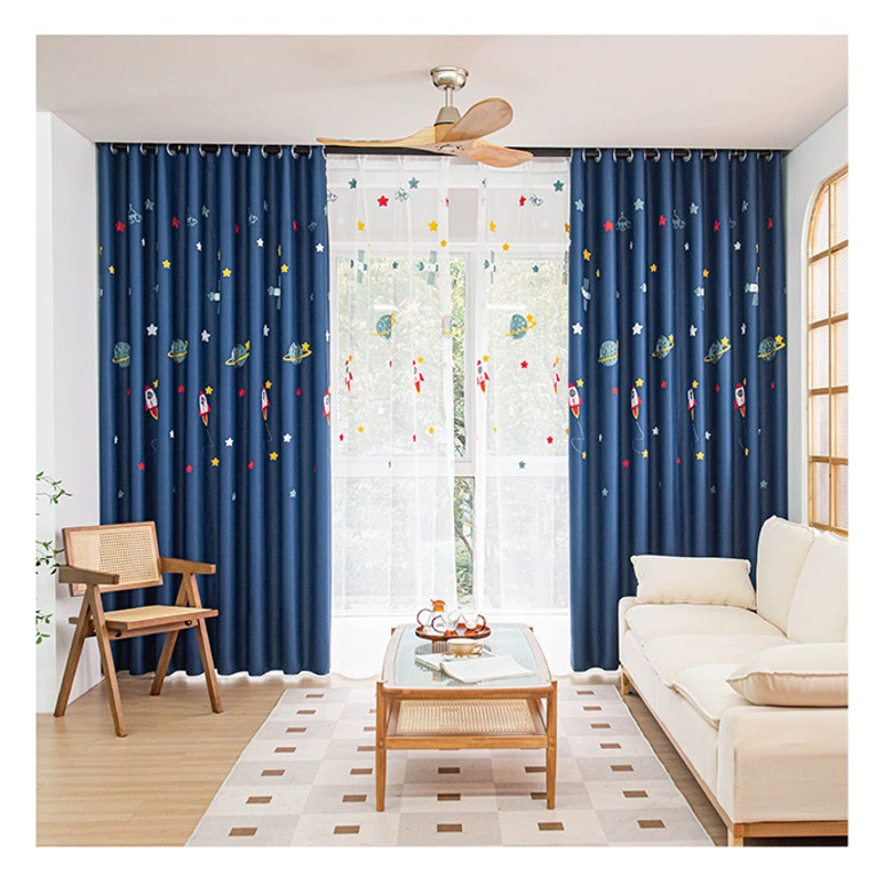 Новое космическое пространство затенение детской комнаты комната для мальчиков планета ракета вышитая штора спальня эркер окно балкон