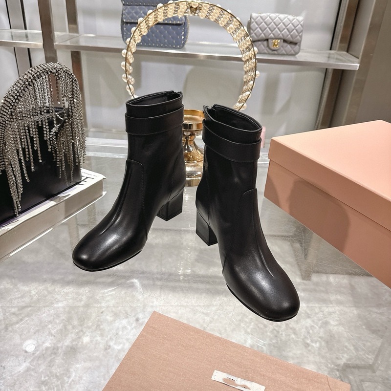 金属扣高筒靴女高版2025秋冬新款复古真皮粗跟后拉链高跟时装女靴|undefined
