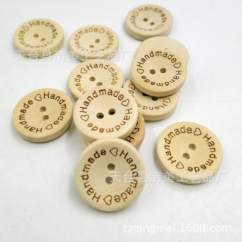Botones redondos 15/20/25mm grabado láser hecho a mano amor botones de madera 100 unidades un paquete
