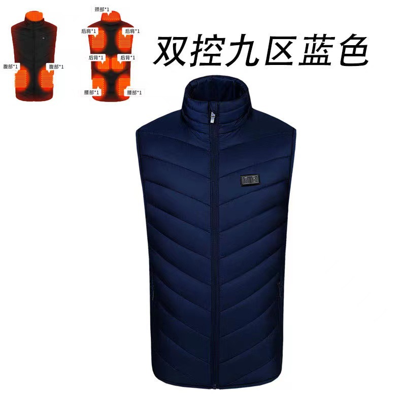 Transfronterizo nuevo Distrito 9 calefacción hombres y mujeres calefacción chaleco invierno cálido inteligente carga calefacción chaleco fábrica al por mayor