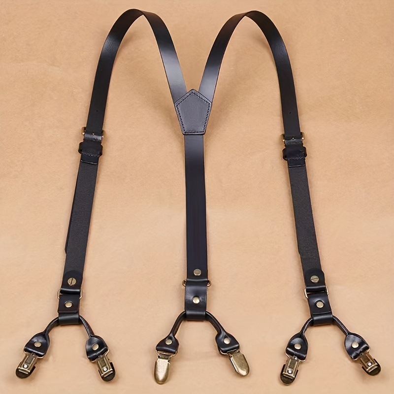 Estilo retro japonés personalizado de moda de los hombres adultos traje de negocios pantalones vaqueros casuales de cuatro ganchos hebilla tirantes