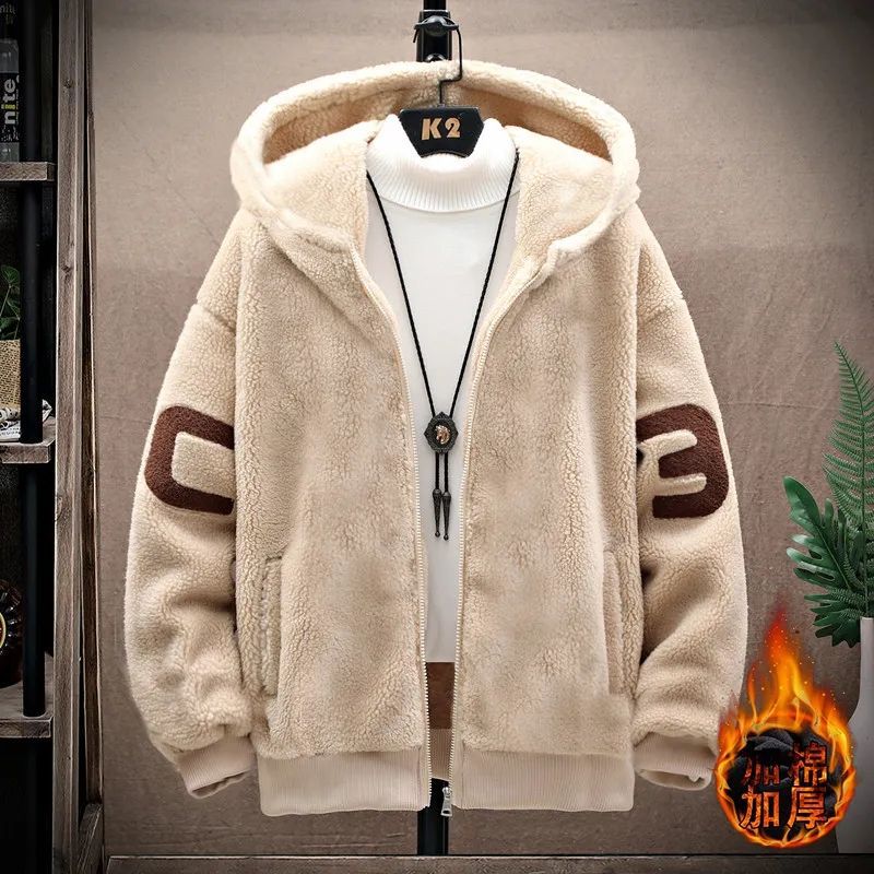 Abrigo de lana de cordero invierno engrosado estilo coreano Moda guapo chaqueta acolchada de algodón pareja suelta marca de moda cálido Abrigo acolchado de algodón