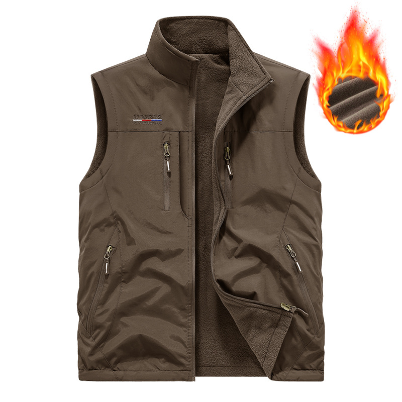 Stand-up collar vest for men, 2026 autumn and winter new model, outdoor casual double-sided wear jacket, sports vest, fishing vest for men