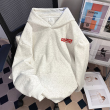 热销现货大码女装纯棉华棉复合牛奶丝320克秋季刺绣中长宽松连帽