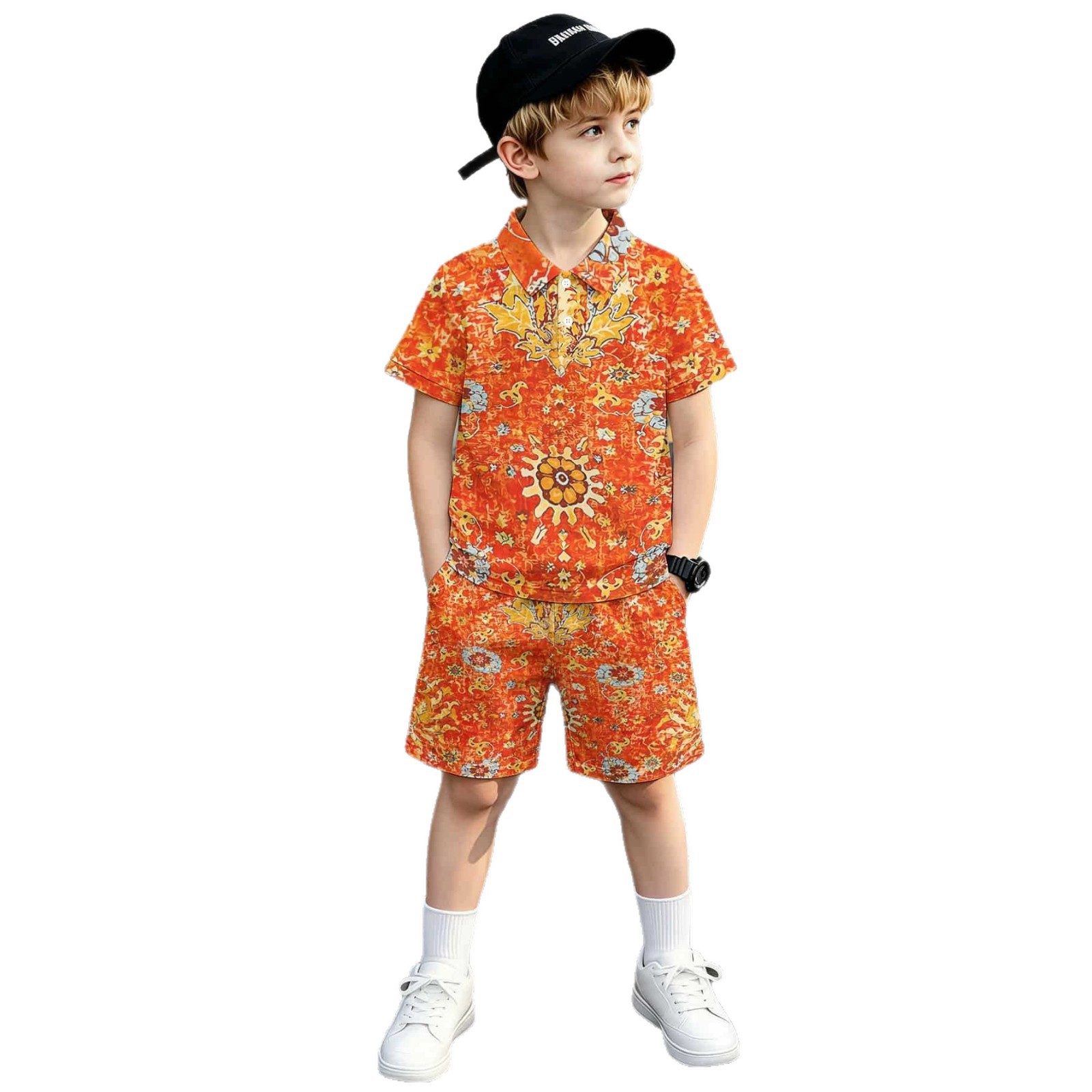 3D Printed Design Polo Shirt, Wholesale, New Product Hot Sale, Boys' T-Shirt And Shorts_voghion.com