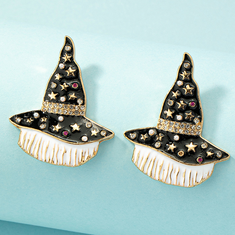 Ear Studs Classification 1 Pair Fashion Witch Hat Alloy Plating Artificial Pearls Rhinestones Halloween Women's Ear Studs