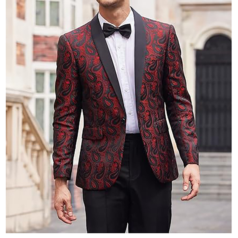 Cross-Border Foreign Trade European and American Version Amazon Men's Casual Suit High-End Flower Tuxedo Prom Wedding Jacket Cross-Border Foreign Trade European and American Version Amazon Men's Casual Suit High-End Flower Tuxedo Prom Wedding Jacket