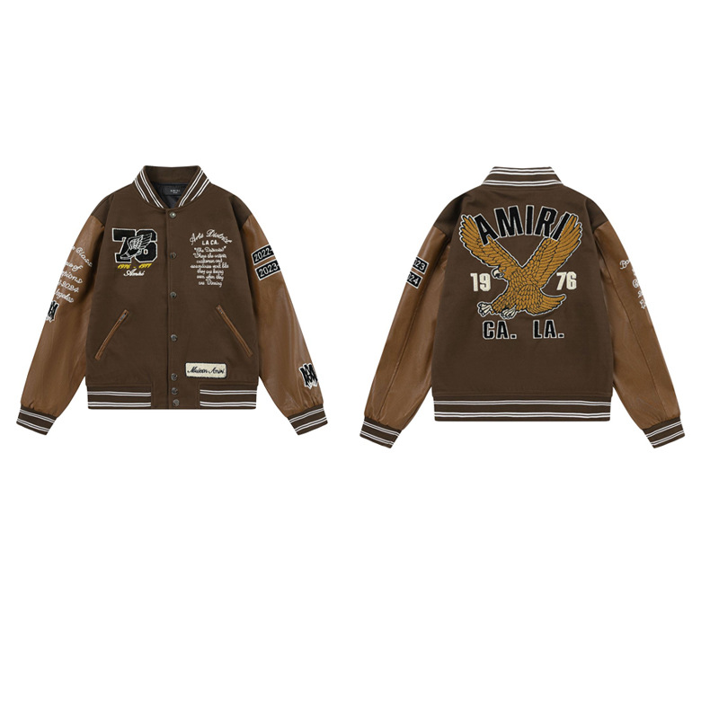 Versión correcta JBAMIRI hueso bordado impresión piloto chaqueta casual de los hombres y las mujeres uniforme béisbol invierno