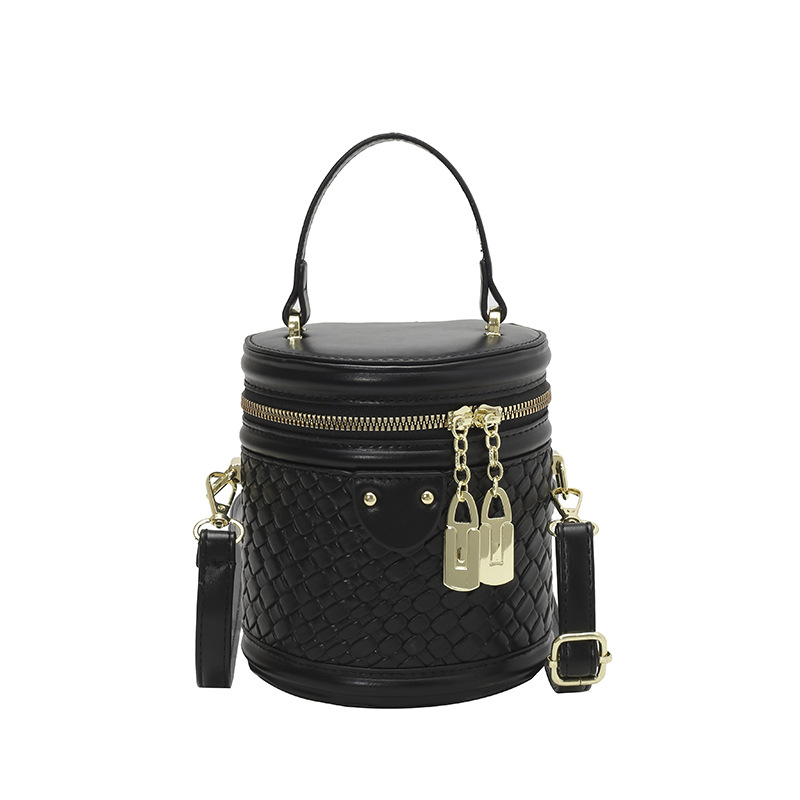 Niche Zhong moda versátil bolso de cubo para mujeres 2025 nuevo cross-border tejido bolso de mano casual exquisito mochila
