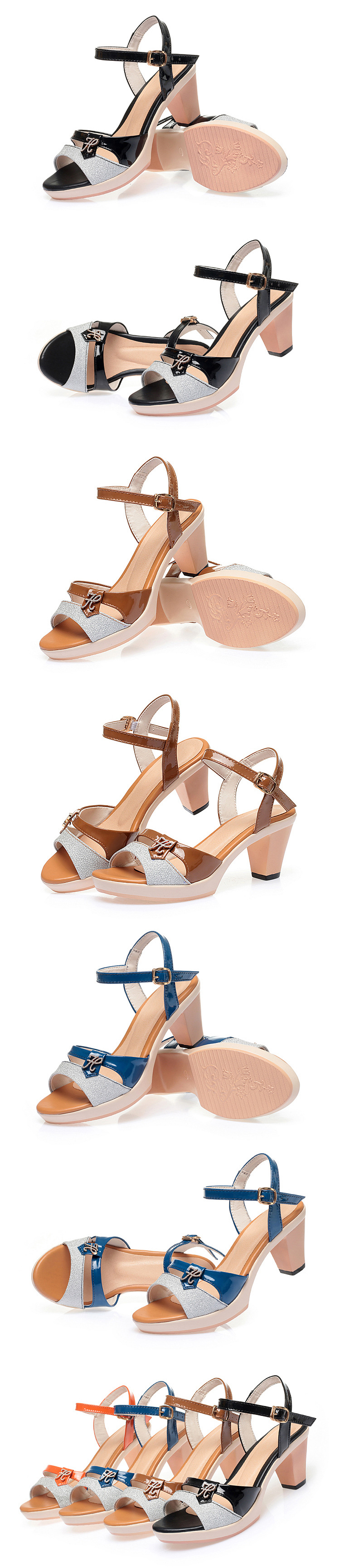Sandal cao gót nữ da thật hở mũi, gót dày platform, đế chống thấm nước — nâu chi tiết 6