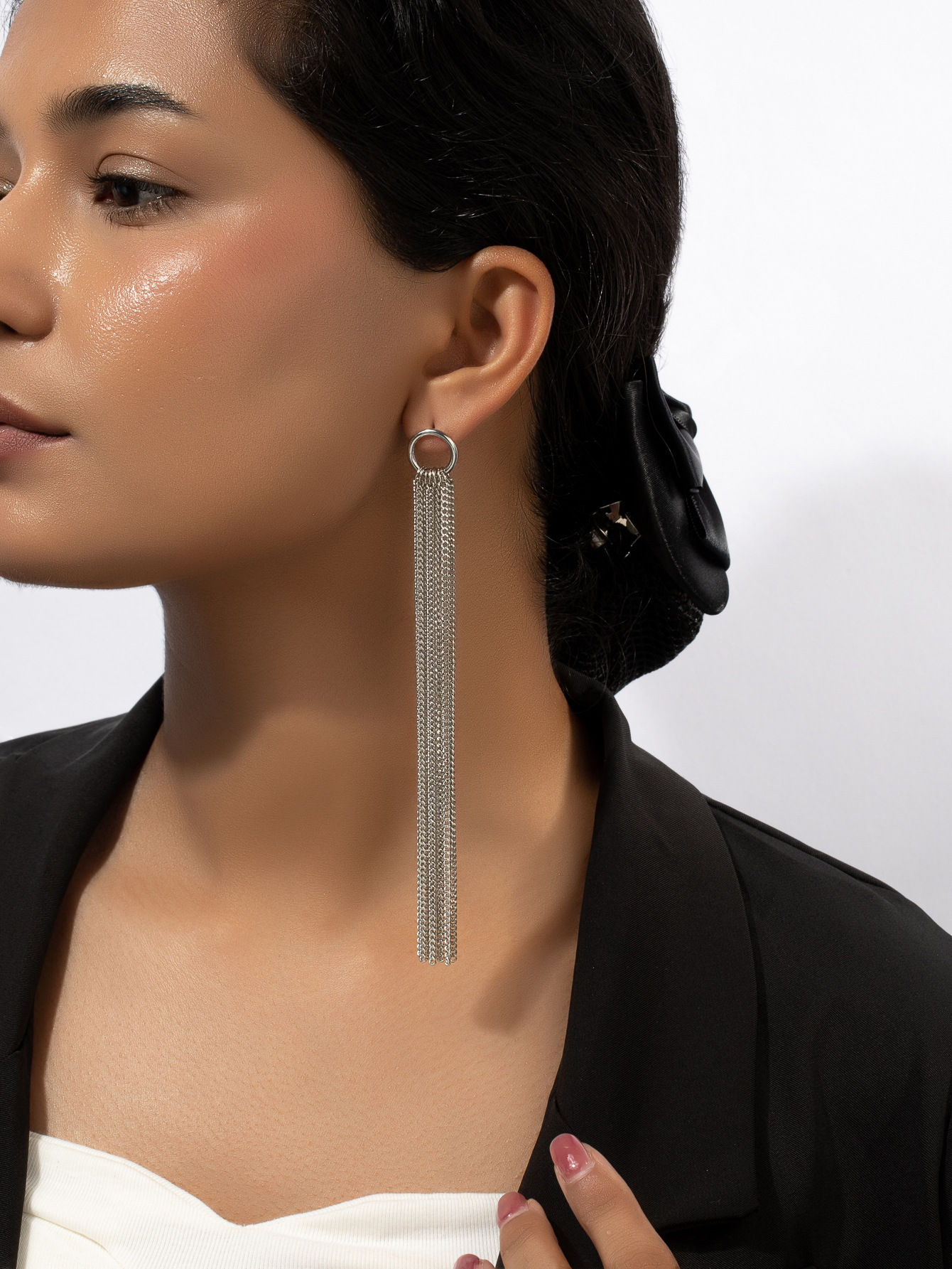 1 Pair Simple Style Tassel Zinc Alloy Drop Earrings display picture 2