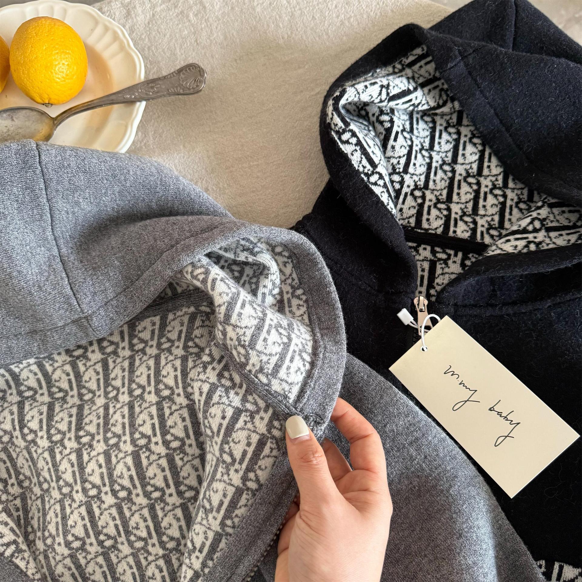 Suéter de limón salado para siete niños 25 nuevos productos de primavera para hombres y mujeres Cárdigan de jacquard con capucha Chaqueta de lana con cremallera para bebés