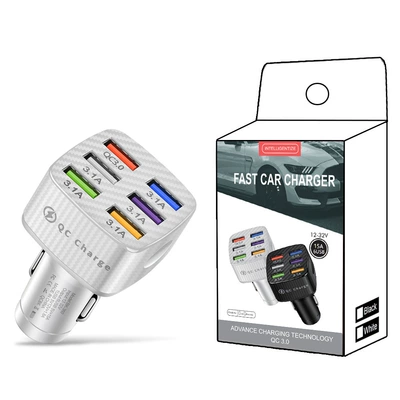 Mobil şarj cihazları 6USB porous QC3.0 square - 360-6-fast-charging-cars-charge-white-with-small-white-box