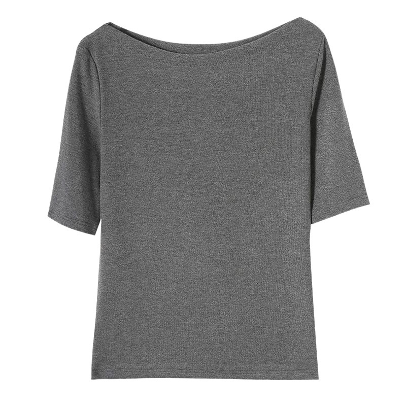 中袖の洋風のモーダルの肩の上着の女性の春夏の薄い金の中で5分の袖のtシャツを掛けて合わせて底のシャツの女性を詰めます。|undefined