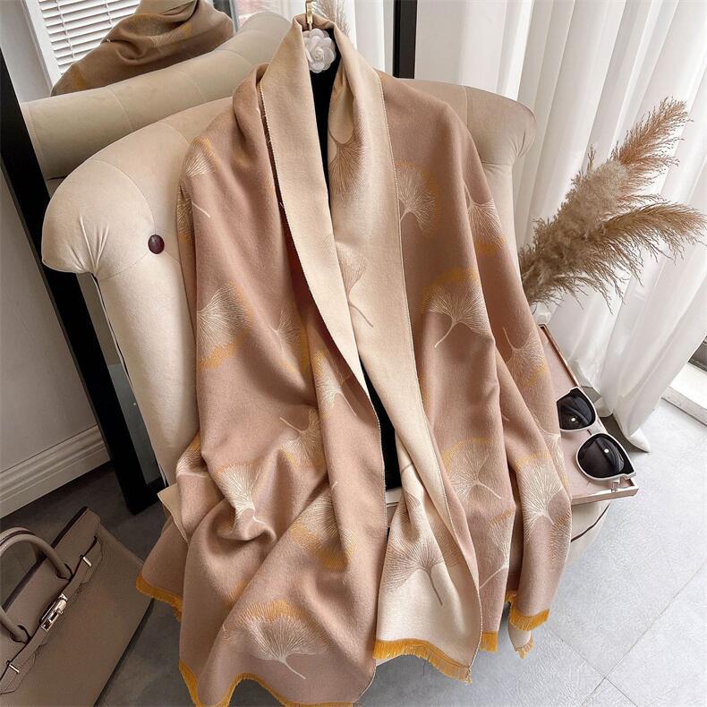 380g Weight Scarf Classification Holiday, Daily Occasion Imitation cashmere, Polyester Material Color Block Pattern Winter Season Women's Gender Sweet Style Women's Sweet Color Block Imitation Cashmere Polyester Scarf 4
