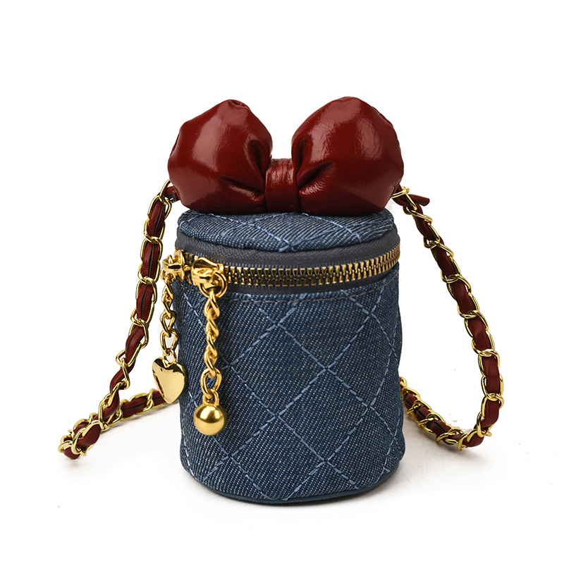 Bolsos de cubos para niños coreanos lindos arcos mini bolsos de hombro para bebés de estilo extranjero bolsos de cadena para hombres y mujeres