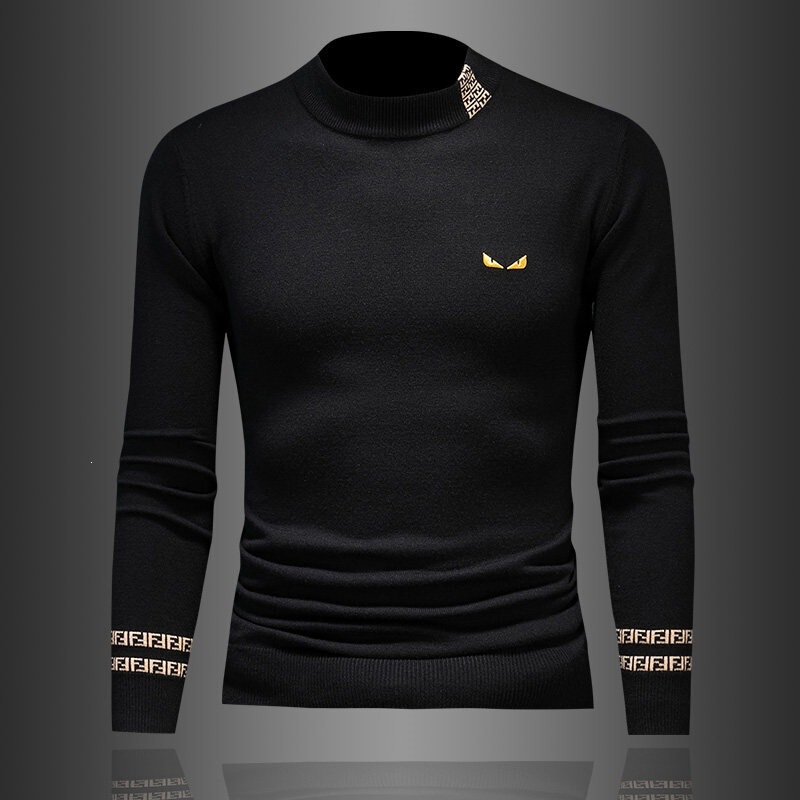 2026 autumn and winter new men's embroidered wool sweater knitwear pullover long-sleeve sweater youth casual base layer