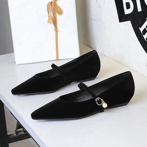 3686-K205 Korean Style Temperament Style Commuter Single Shoes for Women, Pointed Point, Shallow Mouth, Pearl Straw, Low