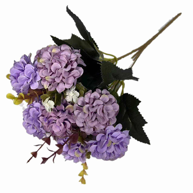 Hortensia artificial 10 cabezas, bola fortuna, decoración hogar, sala, dormitorio, estudio, flor de seda, arreglo floral.