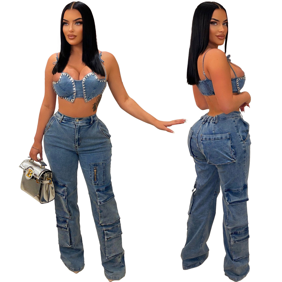 Frau Täglich Lässig Strassenmode Einfarbig In Voller Länge Gewaschen Jeans display picture 2