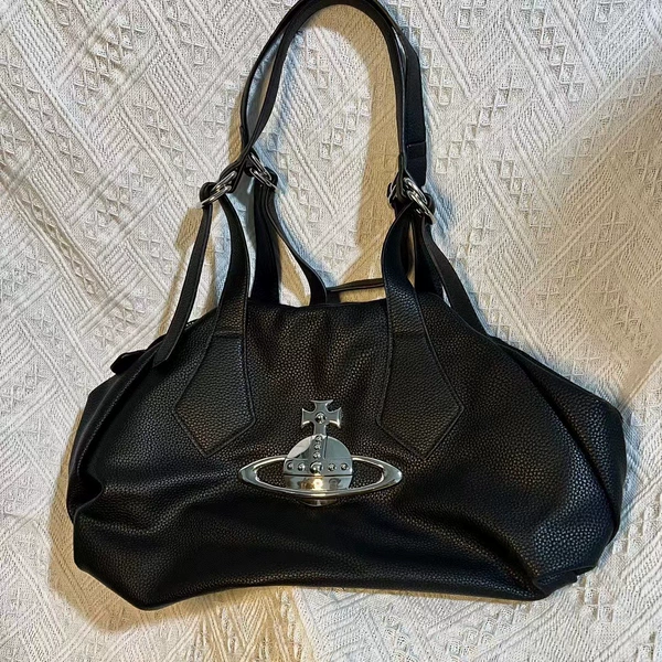 Middle-aged black silver tote bag