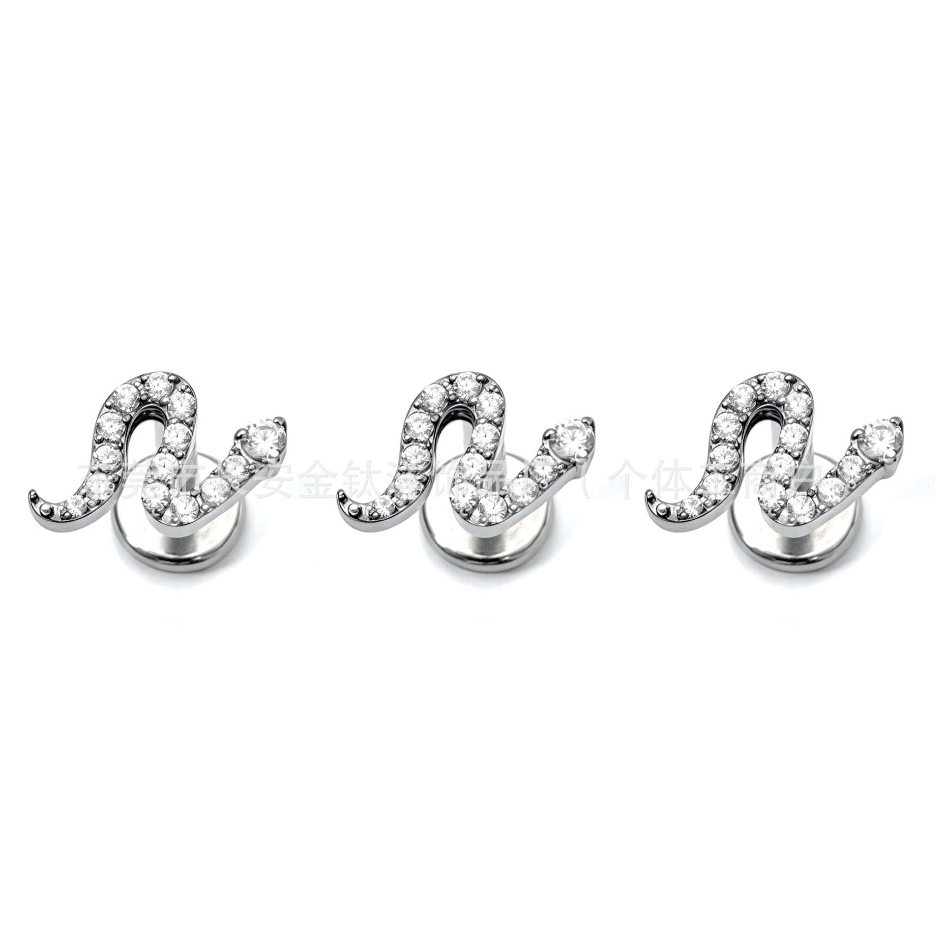 F136 Titanium Internal Thread Snake-Shaped Zircon Ear Studs Cochlear Studs G23 Titanium Alloy Body Piercing Ear Bone Jewelry detail image 7