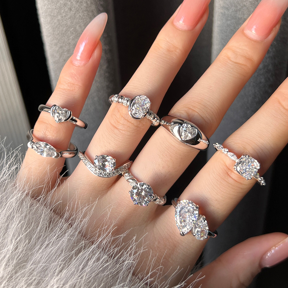 2g Weight Zircon Inlay Material Rings Classification 5, 9 Ring Size Holiday, Daily Occasion 925 Sterling Silver Material Geometric Pattern 2025 Spring and Summer Season Women's Gender Elegant, Simple Style Style 925 Sterling Silver Zircon Geometric Rings 925 Sterling Silver Rings 1