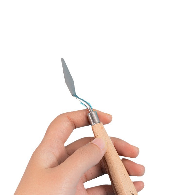 Deli 73902 pintura al óleo cuchillo raspador traje pequeño acrílico gouache pintura herramienta cabeza plana pequeño cuchillo puntiagudo suministros de arte