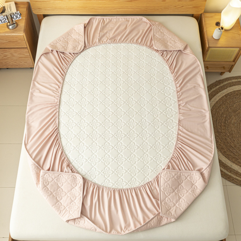 Sombrilla de cama impermeable de grado materno e infantil acolchada, cubierta de cama universal de cuatro estaciones, cubierta de cama de color sólido, cubierta de cama de belleza a prueba de polvo individual