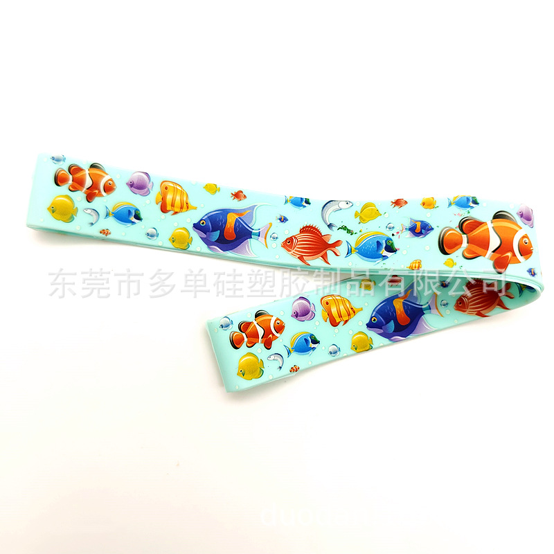 Barra de playa de flores de impresión en color transfronterizo 30CM bridas de silicona verano fruta animal patrón 2.5CM bridas al por mayor