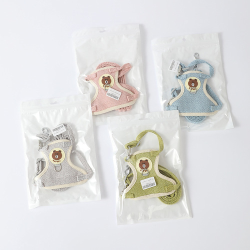 Leash harness, dog leash manufacturer, cotton and linen bear, small and medium-sized dog walking rope, pet supplies wholesale