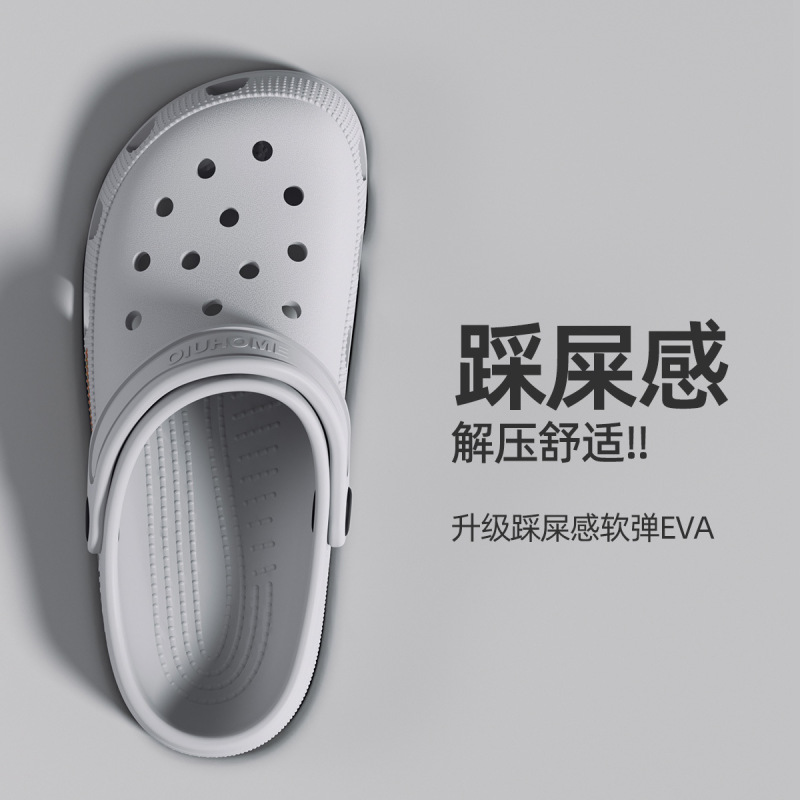 抗菌eva洞洞鞋男款2025新款沙滩防滑踩屎感包头拖鞋女夏季外穿|undefined