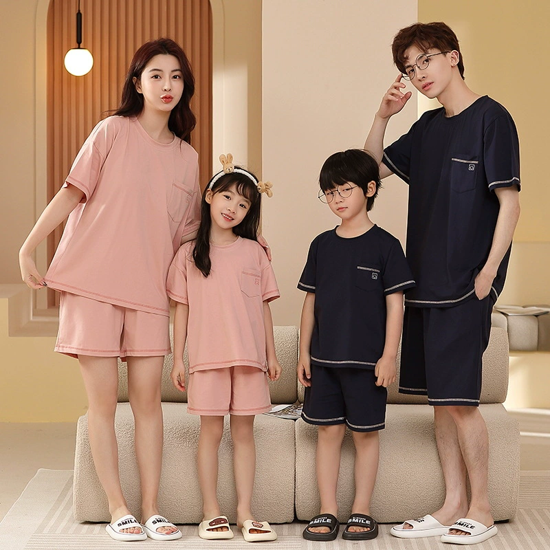 Pijama, shorts, summer thin trousers, cartoon children's set for leisure, family style, with short sleeve